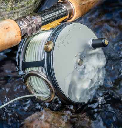 HARDY 1921 WIDE SPOOL PERFECT FLY REEL - IN ACTION