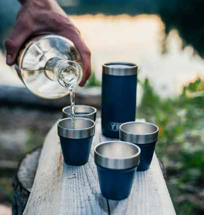 YETI RAMBLER SHOT GLASSES WITH CARRYING CASE IN ACTION