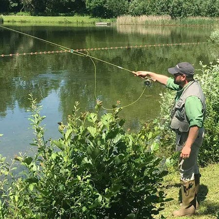 Casting practice early spring at the Game Fishing Centre in Reading