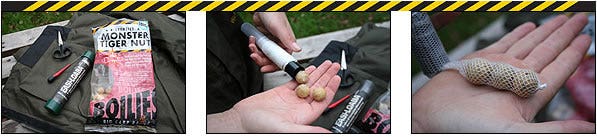 PVA Boilie Stick - Dynamite Baits 15mm Monster Tigernut Boilies and drop into the PVA boilie mesh