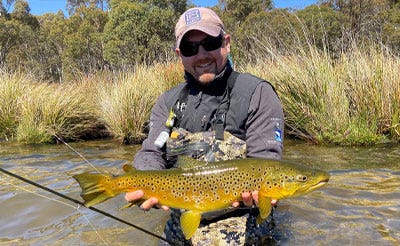Howard Croston, of Hardy and Greys, with a beautiful brown trout
